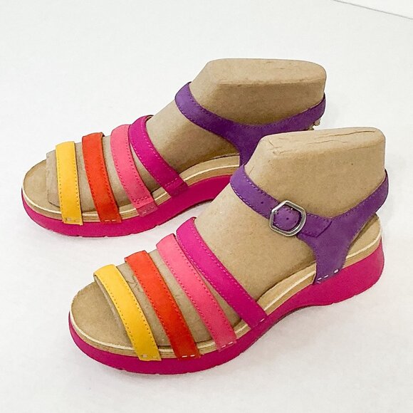 DANSKO NWB Sz 39 Multi Nubuck Leather Milled Roxie Comfort Sandals - Picture 5 of 10